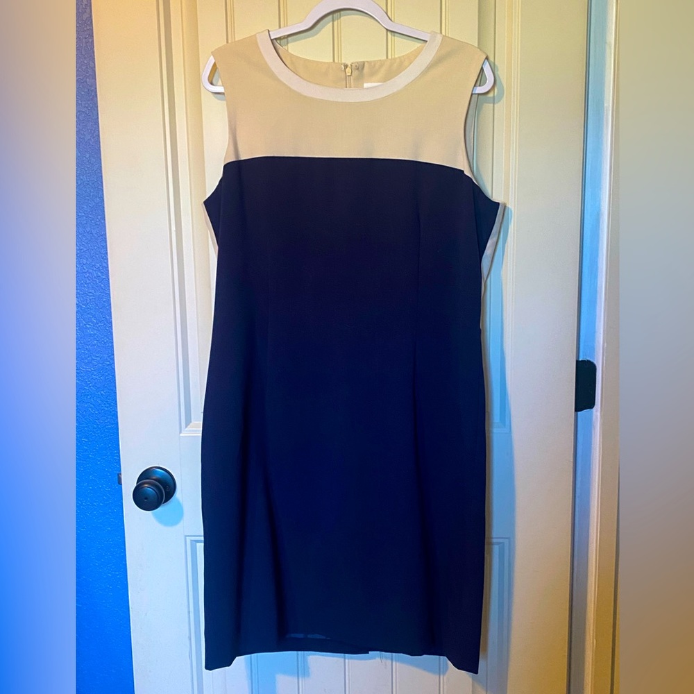 Calvin Klein Tan Blue Sleeveless Dress